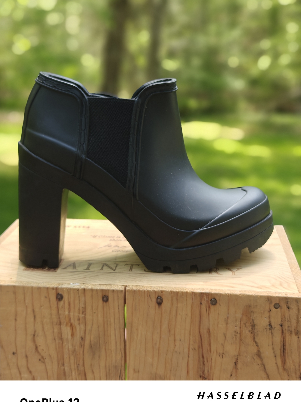 Hunter Black Heeled Chelsea Rain Booties